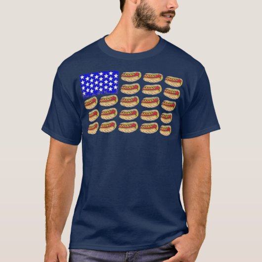 Grappig 4 juli US Flag Hotdog Sandwich T-shirt (Voorkant)