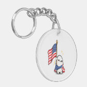 Grappig 4 juli Vermoeid USA Karakter Sleutelhanger (Voorkant Links)