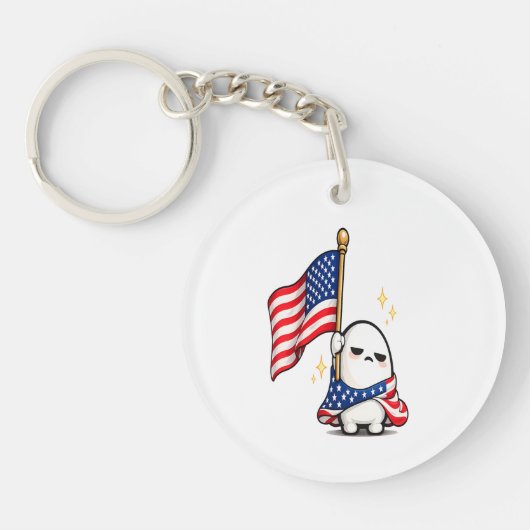 Grappig 4 juli Vermoeid USA Karakter Sleutelhanger (Voorkant)