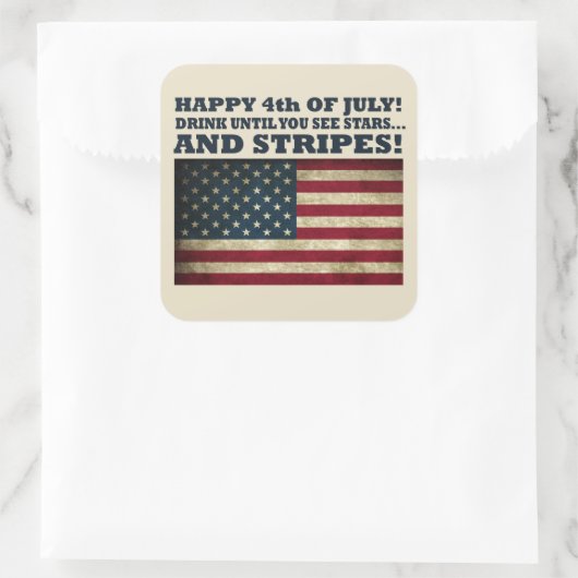 Grappig 4 juli vierkante sticker (Tas)