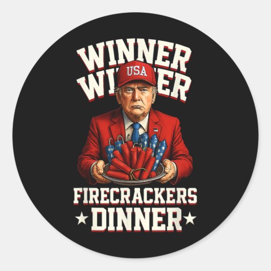 Grappig 4 juli winnaar Firecrackers Dinne Ronde Sticker (Voorkant)