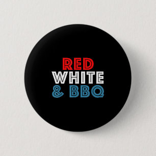 Grappig 4th of July 4th Retro USA Rood Wit BBQ Ronde Button 5,7 Cm