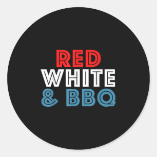Grappig 4th of July 4th Retro USA Rood Wit BBQ Ronde Sticker