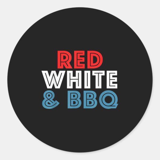 Grappig 4th of July 4th Retro USA Rood Wit BBQ Ronde Sticker (Voorkant)