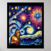 Grappig 4th of July Bigfoot Night Fireworks Fourth Poster (Voorkant)