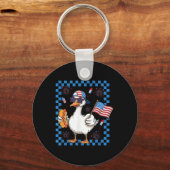 Grappig 4th of July Patriottische Gekke Gans Ameri Sleutelhanger (Voorkant)