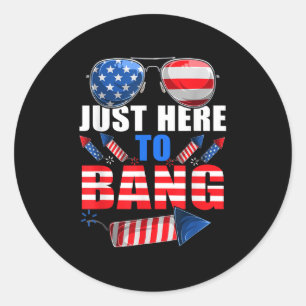 Grappig 4th of July USA Zonnebrillen Vuurwerk Bang Ronde Sticker