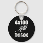 Grappig 4x100 dan Tacos 100 Meter Relay Race Runne Sleutelhanger (Voorkant)