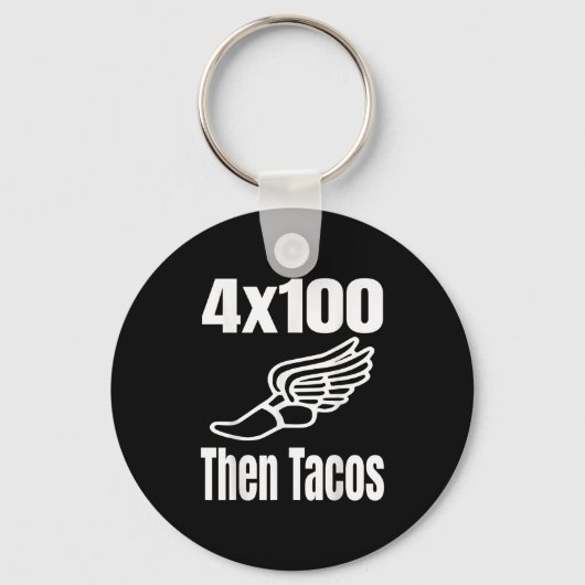 Grappig 4x100 dan Tacos 100 Meter Relay Race Runne Sleutelhanger (Voorkant)