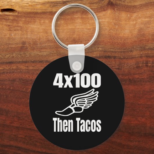 Grappig 4x100 dan Tacos 100 Meter Relay Race Runne Sleutelhanger (Voorkant)