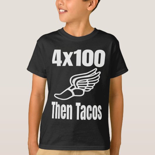 Grappig 4x100 dan Tacos 100 Meter Relay Race Runne T-shirt (Voorkant)
