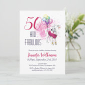 Grappig 50 en Fabulous Pink Kaart (Staand voorkant)