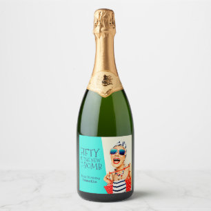 Grappig 50 is de nieuwe F-Bomb 50ste verjaardag Sparkling Wijnetiket