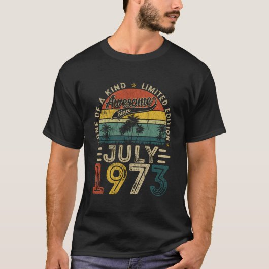 Grappig 50 Jaar Oud Juli 1973 Retro 50e BIR T-shirt (Voorkant)