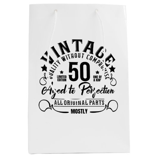 Grappig 50 verjaardagsfeestje medium cadeauzakje (Voorkant)