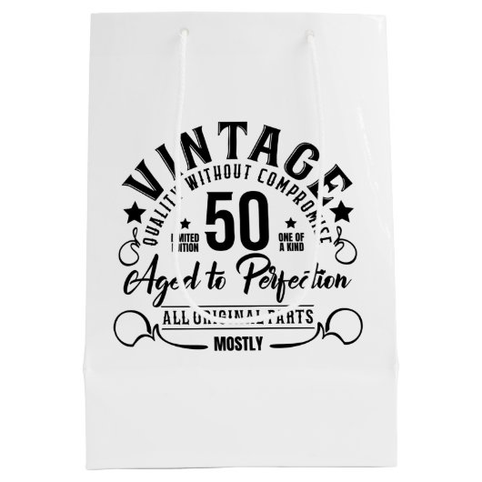 Grappig  50 verjaardagsfeestje medium cadeauzakje (Achterkant)