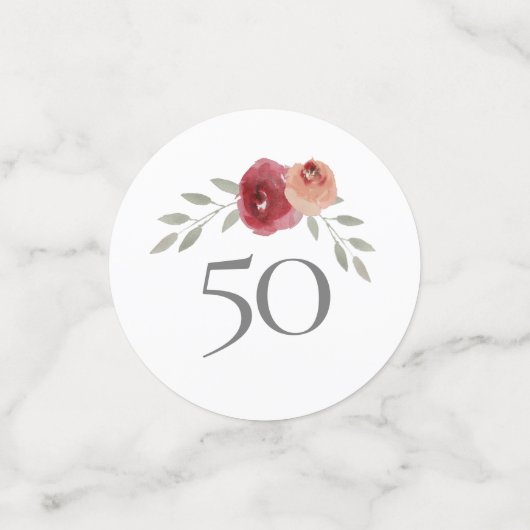 Grappig 50, wat Waterverf Roos 50e verjaardag Confetti (Kleine voorkant)