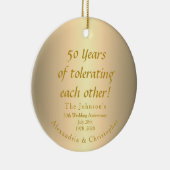Grappig 50e Golden Wedding Jubileum Keramisch Ornament (Rechts)