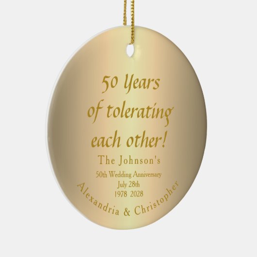 Grappig 50e Golden Wedding Jubileum Keramisch Ornament (Rechts)