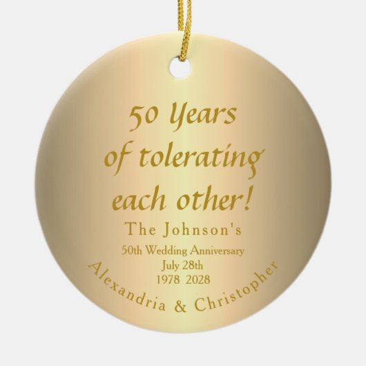 Grappig 50e Golden Wedding Jubileum Keramisch Ornament (Voorkant)