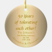Grappig 50e Golden Wedding Jubileum Keramisch Ornament (Achterkant)