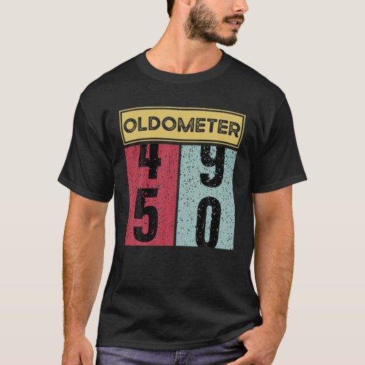 Grappig 50e verjaardag Oldometer 50 jaar oud ontwe T-shirt (Voorkant)
