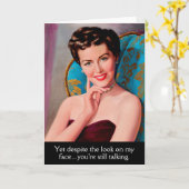 Grappig 50's Retro Vrouw Sarcastisch Quote Kaart (Gele Bloem)