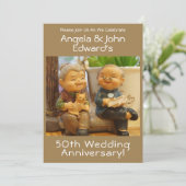 Grappig 50ste bruiloft Jubileum met de namen van h Kaart (Staand voorkant)