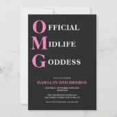 Grappig 50ste Verjaardag Roze Zwart OMG Humorous Kaart (Voorkant)