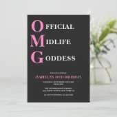 Grappig 50ste Verjaardag Roze Zwart OMG Humorous Kaart (Staand voorkant)