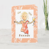 Grappig 50ste verjaardag Vrouw Cartoon Champagne T Kaart (Voorkant)