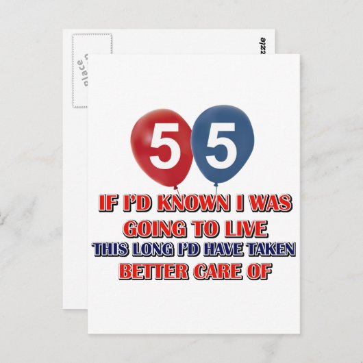Grappig 55 jarige verjaardag briefkaart (Voorkant / Achterkant)