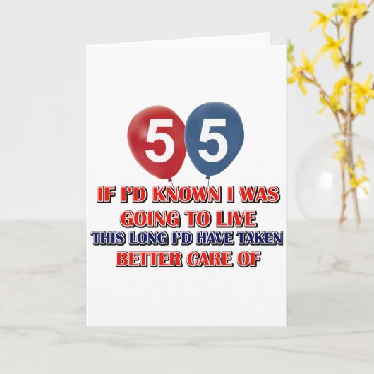 Grappig 55 jarige verjaardag kaart (Gele Bloem)