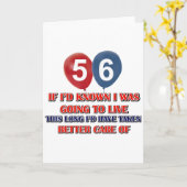Grappig 56 jarige verjaardag kaart (Gele Bloem)