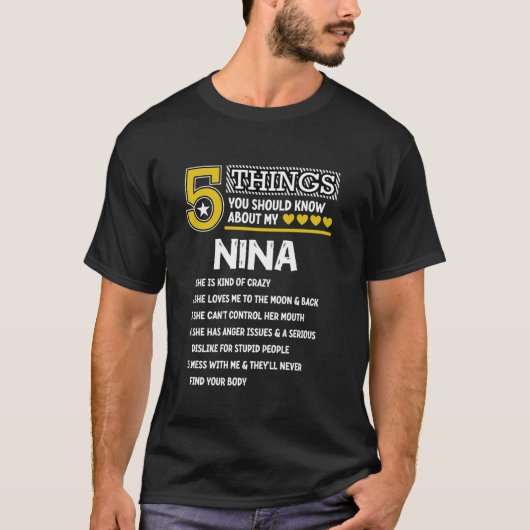 Grappig 5 Dingen Nina Cool Familie Matching Party  T-shirt (Voorkant)