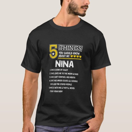 Grappig 5 Dingen Nina Cool Familie Matching Party  T-shirt (Voorkant)