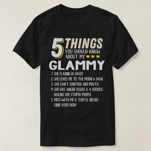 Grappig 5 Dingen Oma Glammy Gift Idee T-shirt (Design voorkant)
