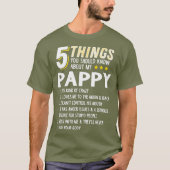 Grappig 5 Dingen opa Pappy Crazy Gift Idee T-shirt (Voorkant)