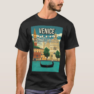 Grappig 5 sterren Venetië Italië Minimal Retro Tra T-shirt