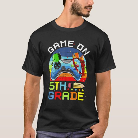 Grappig 5e graad terug naar schoolvideospel t-shirt (Voorkant)