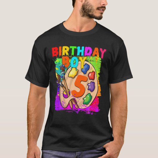 Grappig 5th Birthday Boy Art Painting B-Dag 5 Jaar T-shirt (Voorkant)