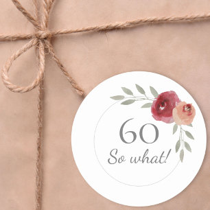 Grappig 60 Dus wat Waterverf 60th Birthday Floral Ronde Sticker