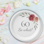 Grappig 60 dus welke Waterverf Floral 60th Birthda Papieren Bordje