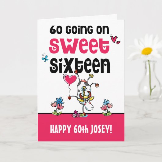 Grappig 60 gaat op Sweet Sixteen Cartoon Birthday Kaart (Kleine Plant)