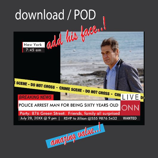 Grappig 60e verjaardagsfeestje 🎉 Nep TV-nieuws Kaart