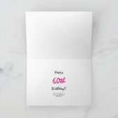 Grappig, 60ste verjaardag, roze op zwart. kaart (Binnen)