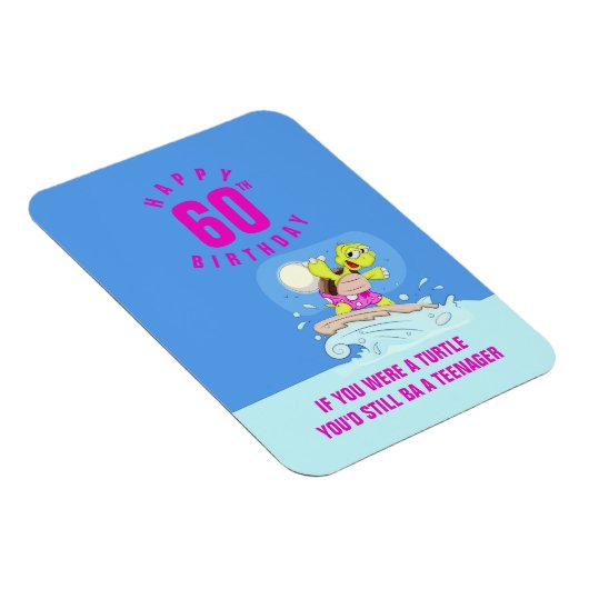 Grappig 60ste verjaardagskaartschildpad magneet (Rechterzijde)