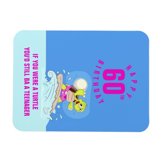 Grappig 60ste verjaardagskaartschildpad magneet (Horizontaal)