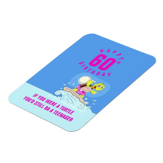Grappig 60ste verjaardagskaartschildpad magneet (Linkerzijde)