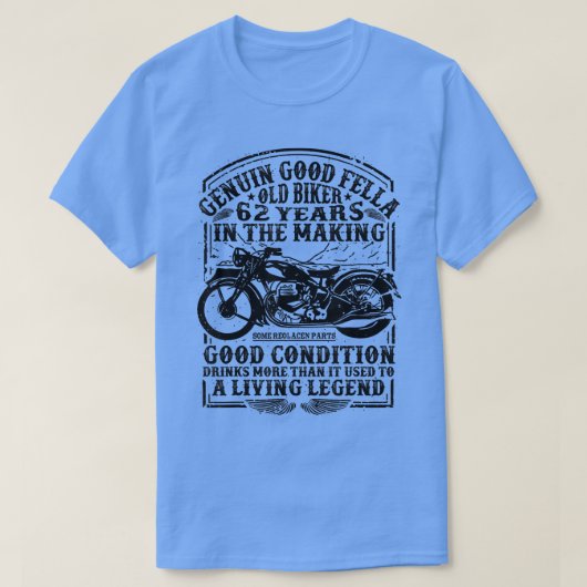 Grappig 62 jaar oude bioprek stijl klassieke motor t-shirt (Design voorkant)